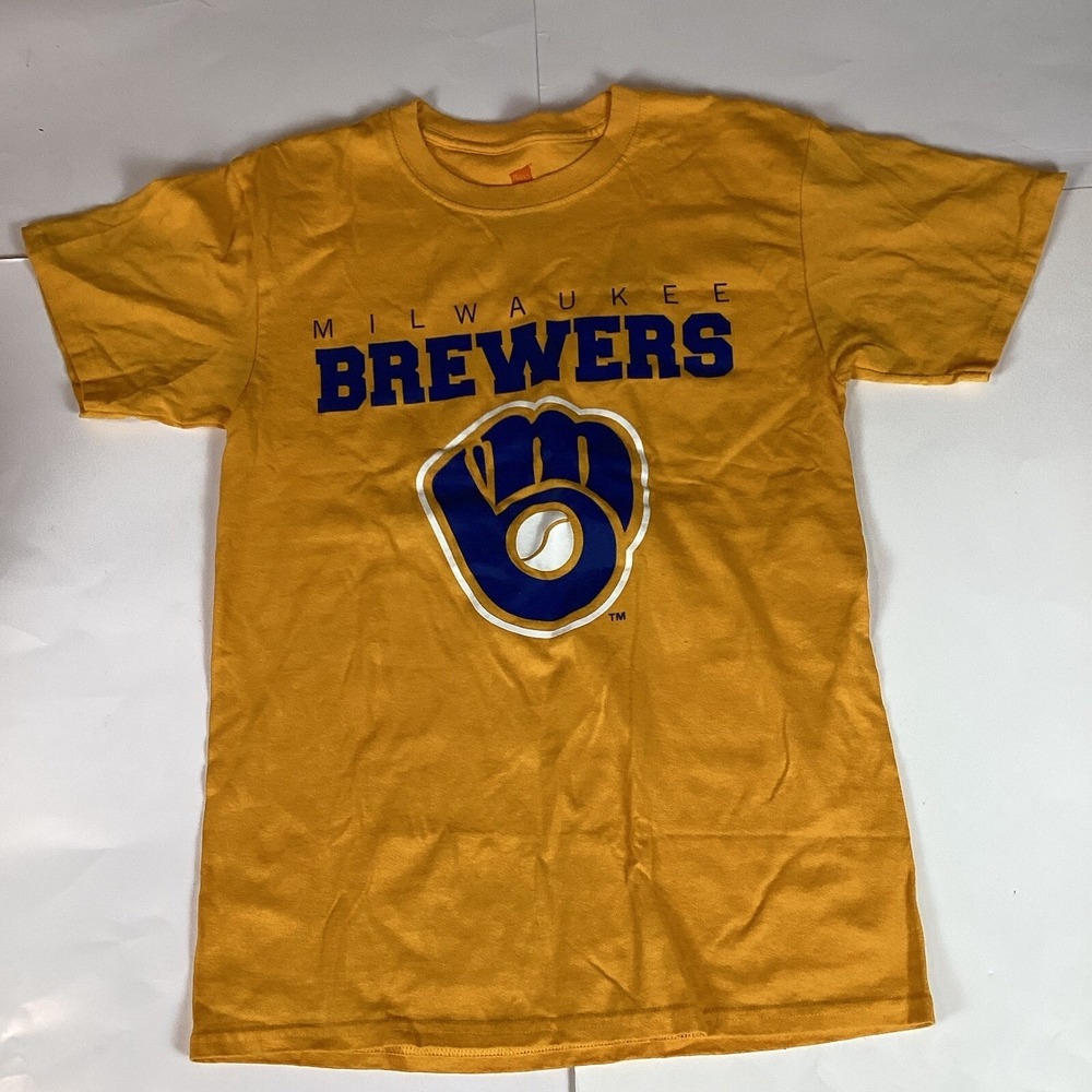 Milwaukee Brewers Womens T Shirt Hanes Top Size S Small Athletic Stretch Soft